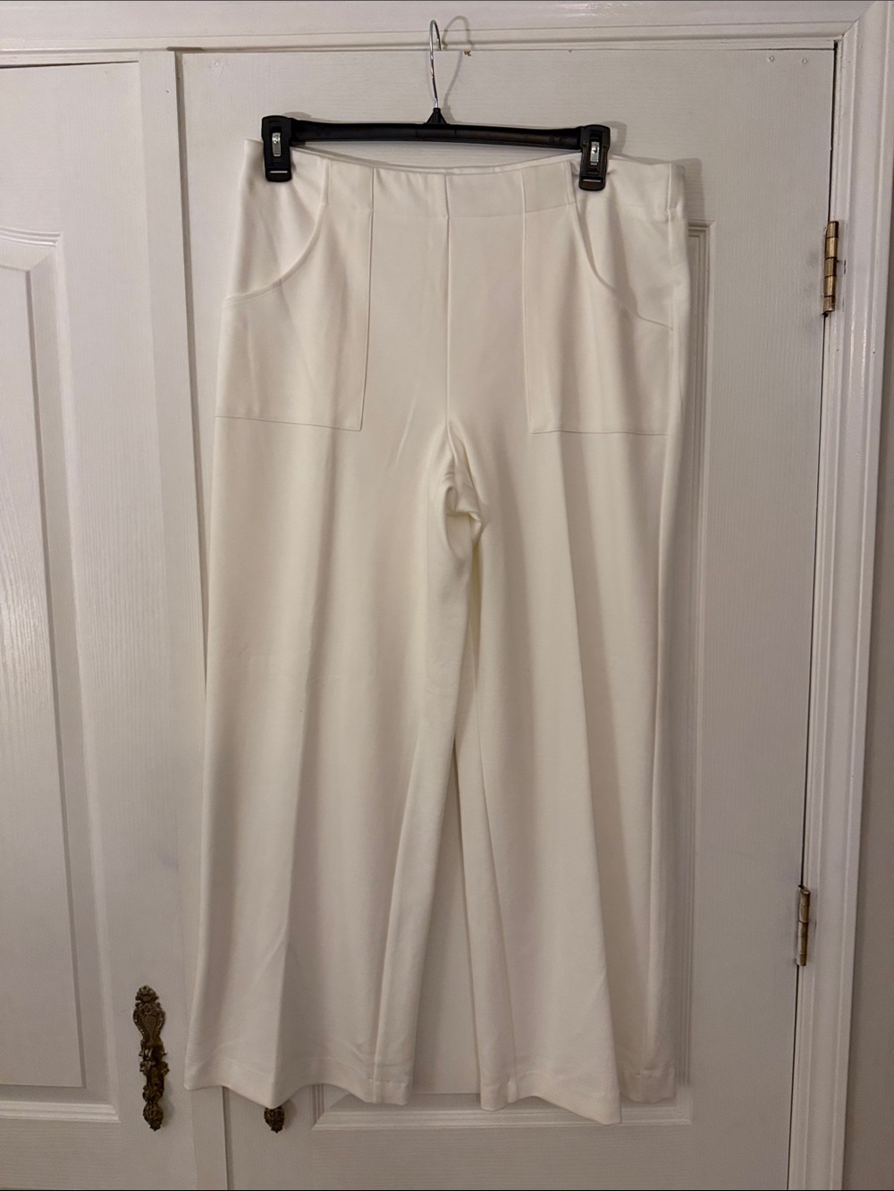 Haver & Blair White Wide-Leg Ponte Pants with Front Patch Pockets Size XL NWT